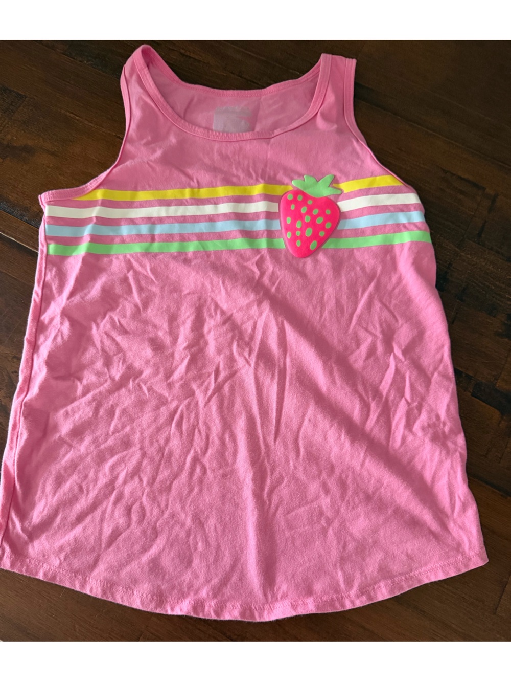 Cat & Jack Pink Strawberry Stripe Tank Top with Neon Accents